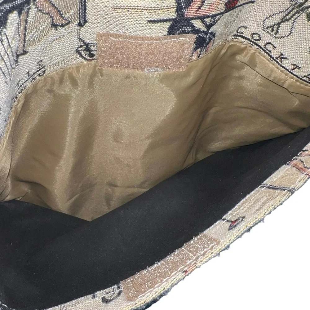 4/$40 Signature Lady Canvas Printed Tapestry Beige Shopping Tote‎ Bag